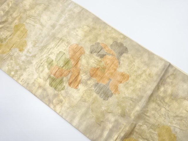 引箔牡丹模様織出し名古屋帯